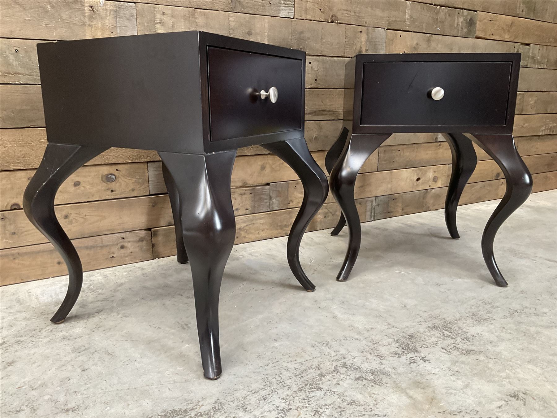 Pair of rosewood finish bedside chests