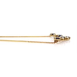 9ct gold sapphire and diamond necklace, hallmarked