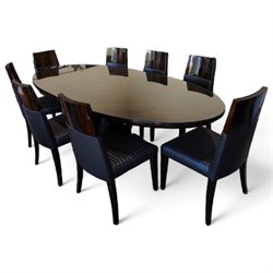 Giorgio Collection - Art Deco design macassar ebony 'Luna' extending dining table, oval to...