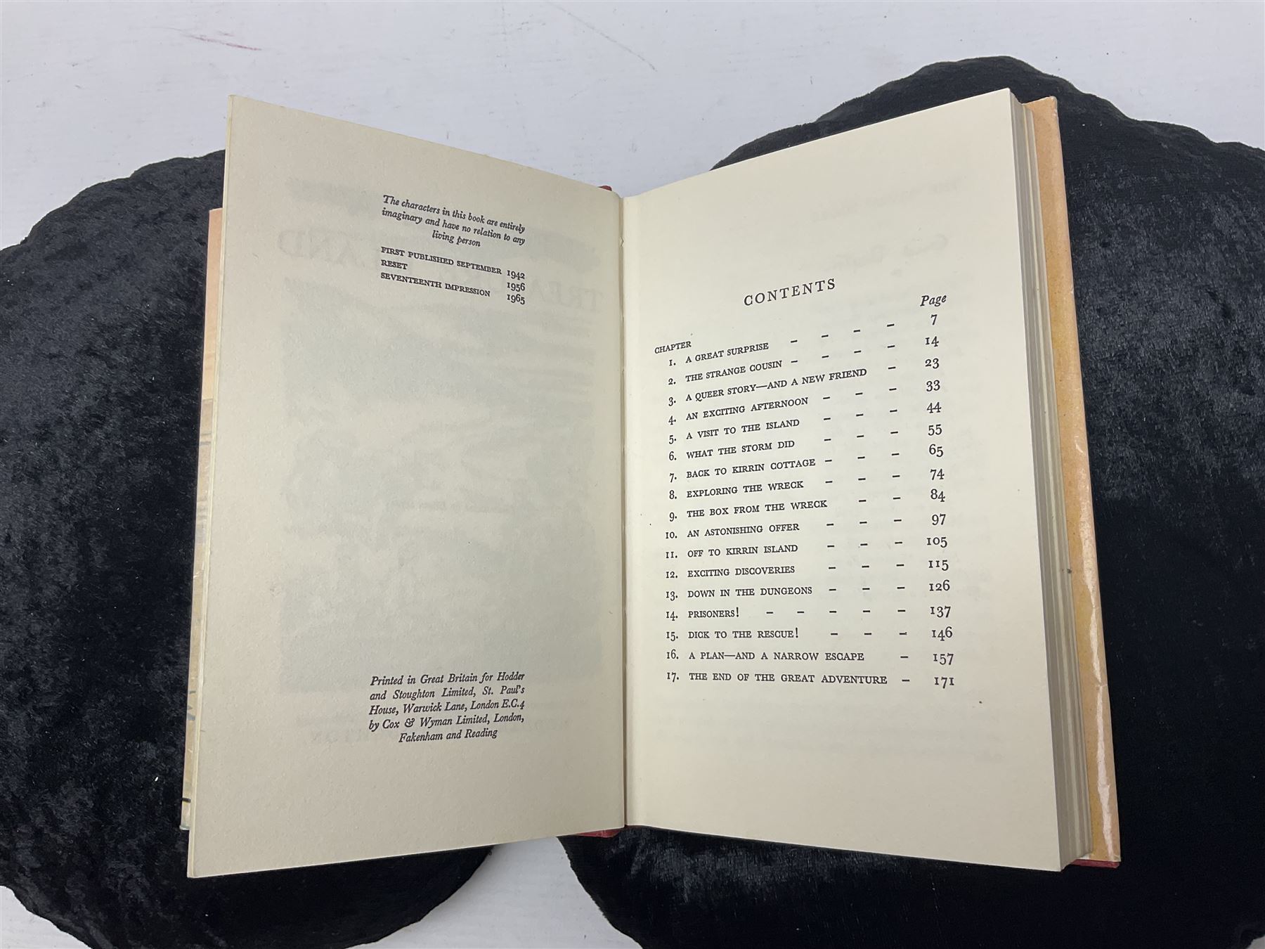 Enid Blyton; three copies of The First Adventure of the Famous Five; Five on Treasure Island, comprising 1963 edition, 1949 edition and 1963 edition  