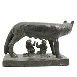 After the Antique - Grand Tour style bronze of Romulus and Remus being suckled by the she wolf L9cm