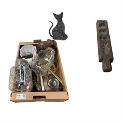 19th century biscuit mould, together with two glass jars, wooden elephant and other collectables 