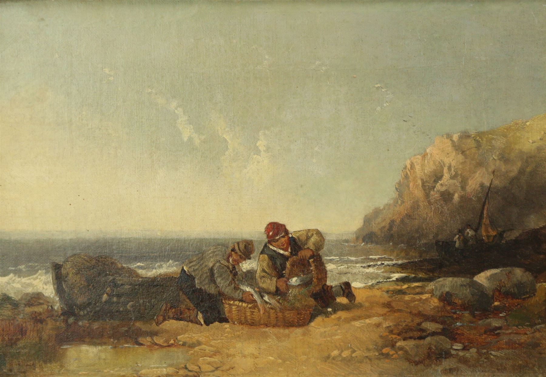 Scottish School (Early 20th Century): Unloading the Catch, oil on canvas unsigned 20cm x 28cm 