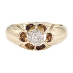 Early 20th century gold single stone old cut diamond ring, diamond weight approx 0.50 carat