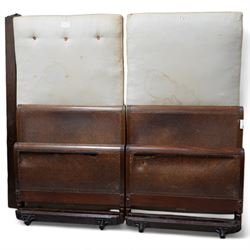 Heal's of London - pair of early 20th century mahogany bergère single beds, rolled head an...