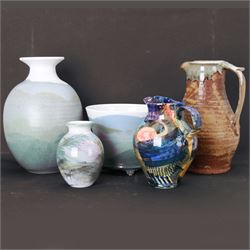 Collection of Studio pottery, including Syl and Ray Macro vase and jardiner etc 