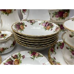 Royal Albert Old Country Roses pattern part tea service, to include teapot, water jug, six cups and saucers, covered sucrier, cake stand etc (39)