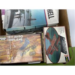 Large quantity of aircraft scale model kits to include Airfix, Revell, Monogram etc, in three boxes 