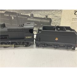 ‘00’ gauge - kit built S&DJR/LMS/BR 2-8-0 no.53807 steam locomotive and tender, finished in BR black with DJH Models box; with further kit built Standard Class 9F 2-10-0 steam locomotive and tender no.92026 finished in BR black (2) 