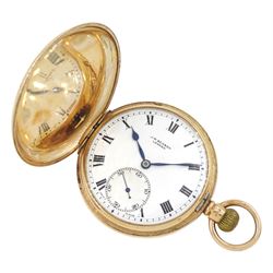 Early 20th century 9ct gold full hunter keyless lever pocket watch by J.W. Benson, London,...