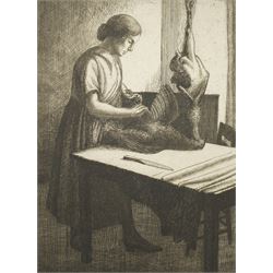 Frederick George Austin (British 1902-1990): 'Plucking Poultry', limited edition drypoint ...