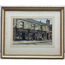 English School (Late 20th century): ‘York Cabinet Makers’, watercolour and ink indistinctly signed 24cm x 35cm
