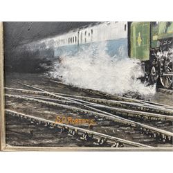 S D Roberts (Yorkshire 20th Century): 'Britannia at Liverpool Street Station', oil on board signed, titled verso 37cm x 49cm  