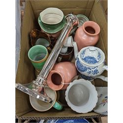 Blue and white ceramics, including Spode Italian pattern, Portmeirion etc, in four boxes 