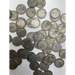 Approximately 600 grams of Great British pre 1947 silver one florin or two shillings coins