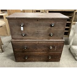 19th century scumbled pine mule chest, rectangular hinged top enclosing candle box with faux two-drawer facia, base fitted with two drawers - THIS LOT IS TO BE COLLECTED BY APPOINTMENT FROM THE OLD BUFFER DEPOT, MELBOURNE PLACE, SOWERBY, THIRSK, YO7 1QY