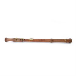 Replica Renaissance Bass recorder in Pearwood, authentic duct blown period instrument with...