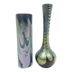 Okra oval vase in Merlins Web pattern, together with another Okra vase, oval vase with original box H16cm