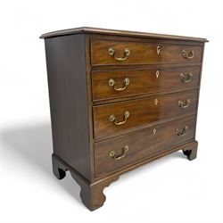 George III mahogany chest, rectangular top with moulded edge over four graduated cockbeade...