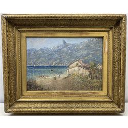 Andrew Charles Colley (Staithes Group 1859-1910): Italian Lakeside in Winter, oil on canvas laid on to board unsigned 25cm x 35cm 
Provenance: given to a relative of the previous vendor (who lived in Runswick Bay) by the artist's wife. Colley lived at 'The Firs' in Hinderwell, and is one of the more elusive members of the Staithes Group.