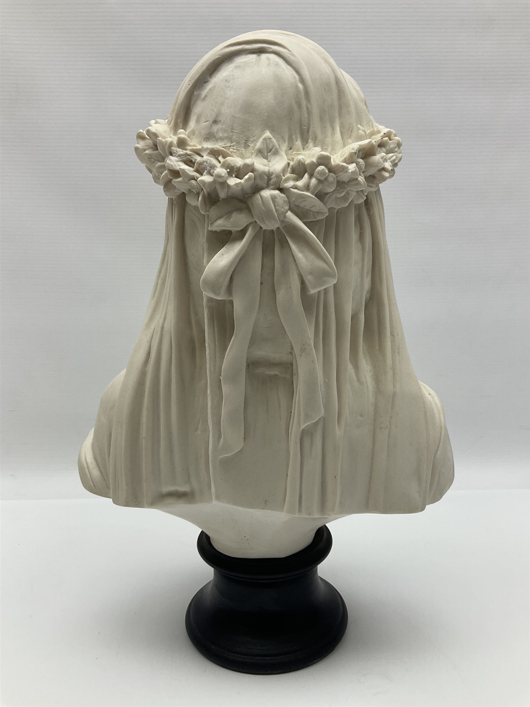 After Antonio Frilli, bust of A Veiled Bride signed A Filli, Firenze, Italy beneath, H34cm 