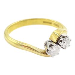 18ct gold two stone round brilliant cut diamond crossover ring, Birmingham 1993, total diamonds weight approx 0.30 carat