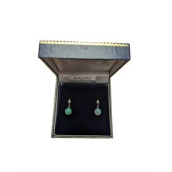 Pair of silver opal pendant stud earrings, stamped 925, boxed 