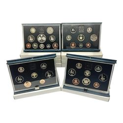 Ten The Royal Mint United Kingdom proof coin collections, dated 1983, 1984, 1985, 1986, 1987, 1992, 1994, two 1997 and 1998 all in blue folders with certificates