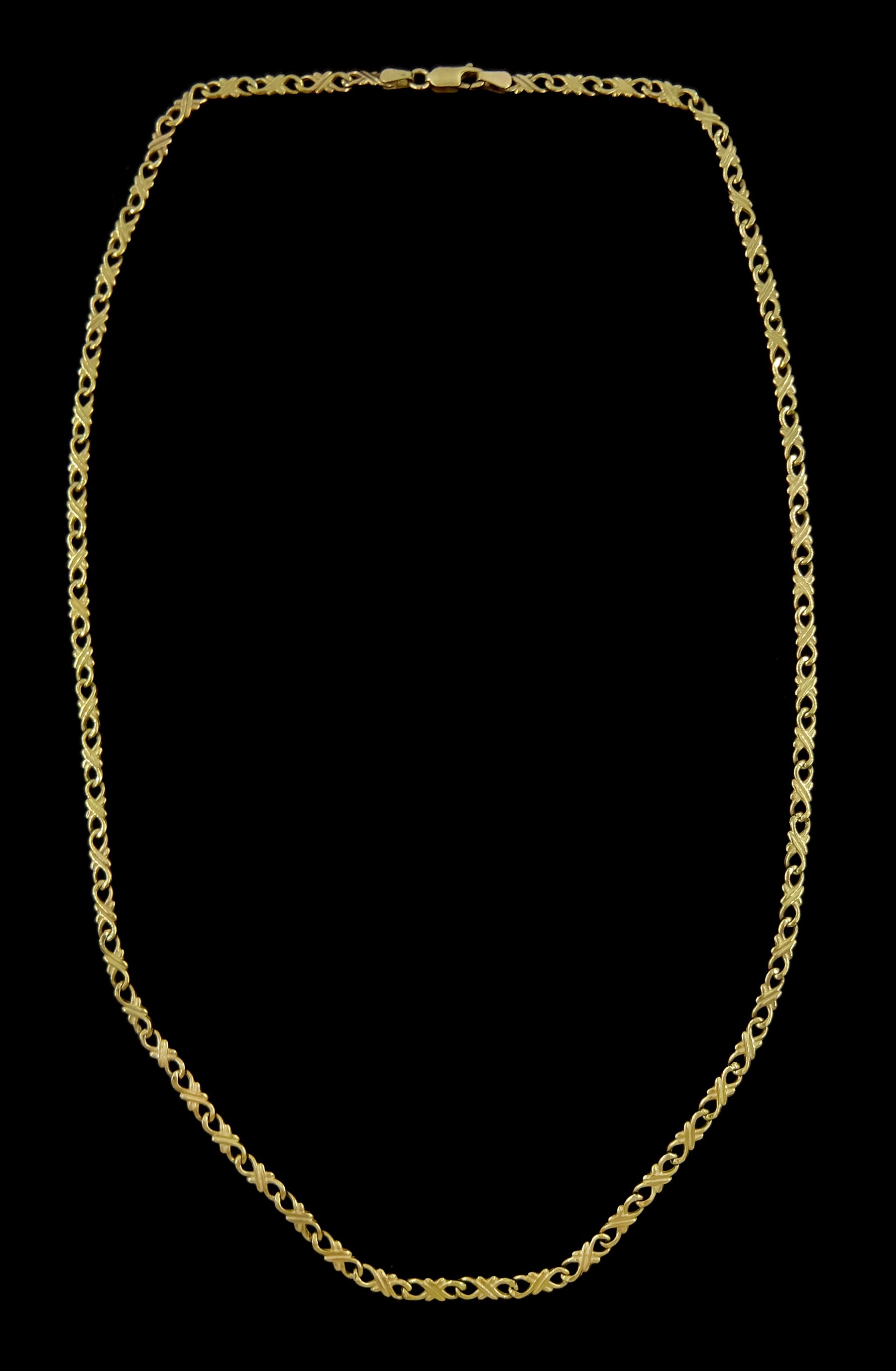 9ct gold fancy infinity link chain necklace, London import mark 1990