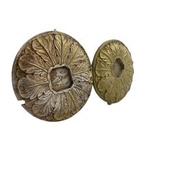 Two 20th century hardwood mounts, circular form carved with extending acanthus leaves