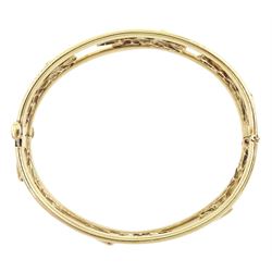 9ct gold leopard design hinged bangle, Sheffield import mark 1995