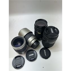 Four Nikon camera lenses, to include AF Nikkor 70-210mm 1:4-5.6 serial no. 2000640, AF Nikkor 70-300mm 1:4-5.6 G serial no. 2284940, AF Nikkor 35-135mm 1:3.5-4.5 serial no 301027 and AF Nikkor 28-100mm 1:3.5-5.6 G serial no 2185570