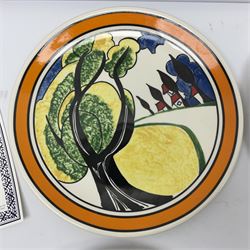 Four Clarice Cliff Wedgwood limited edition plates, comprising Orange Erin, Blue Firs, Solitude and May Avenue, all with certificate and box, D26cm