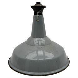 Industrial 'Benjamin' type grey enamel centre light fitting