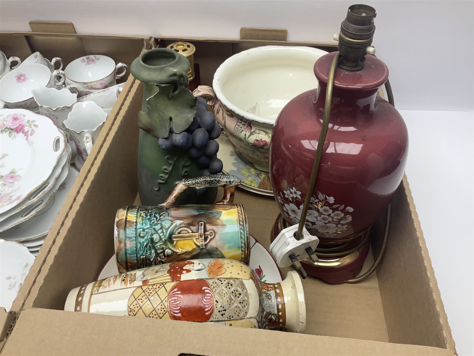 Tea service decorated with roses, together with Victorian and later ceramics etc, in four boxes