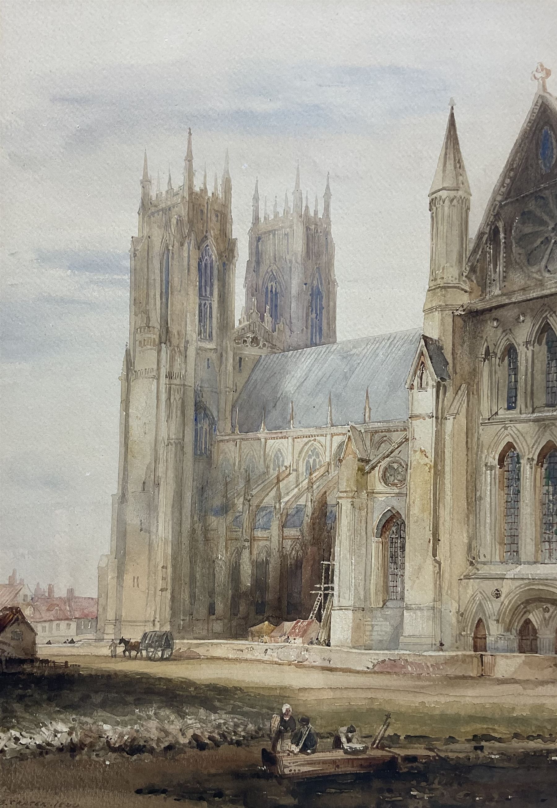 Henry Barlow Carter (British 1804-1868): Beverley Minster, watercolour signed and dated 1844, 36cm x 25cm