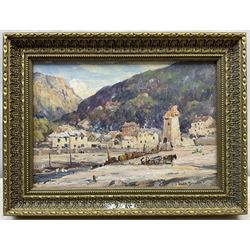 Owen Bowen (Staithes Group 1873-1967): 'Lynmouth before the Floods', oil on board signed, titled and dated 'about 1935' on label verso 23cm x 34cm 
Provenance: private collection; acquired from the artist's daughter Betty McDougal (neé Bowen), authenticated on label verso