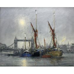 Jack Rigg (British 1927-2023): 'London River', oil on canvas board signed and dated 2008, titled verso 45cm x 55cm