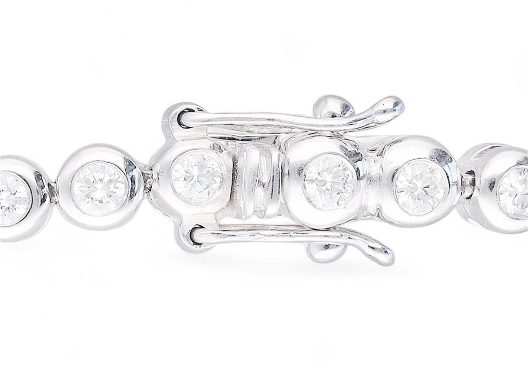 18ct white gold rubover set round brilliant cut diamond bracelet, hallmarked, total diamond weight 1.70 carat