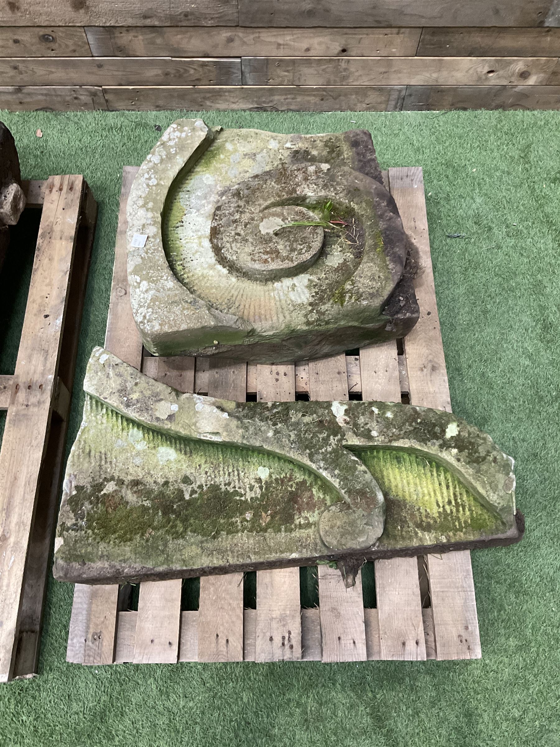 Late 18th century stone garden arbour pediment - THIS LOT IS TO BE COLLECTED BY APPOINTMENT FROM DUGGLEBY STORAGE, GREAT HILL, EASTFIELD, SCARBOROUGH, YO11 3TX