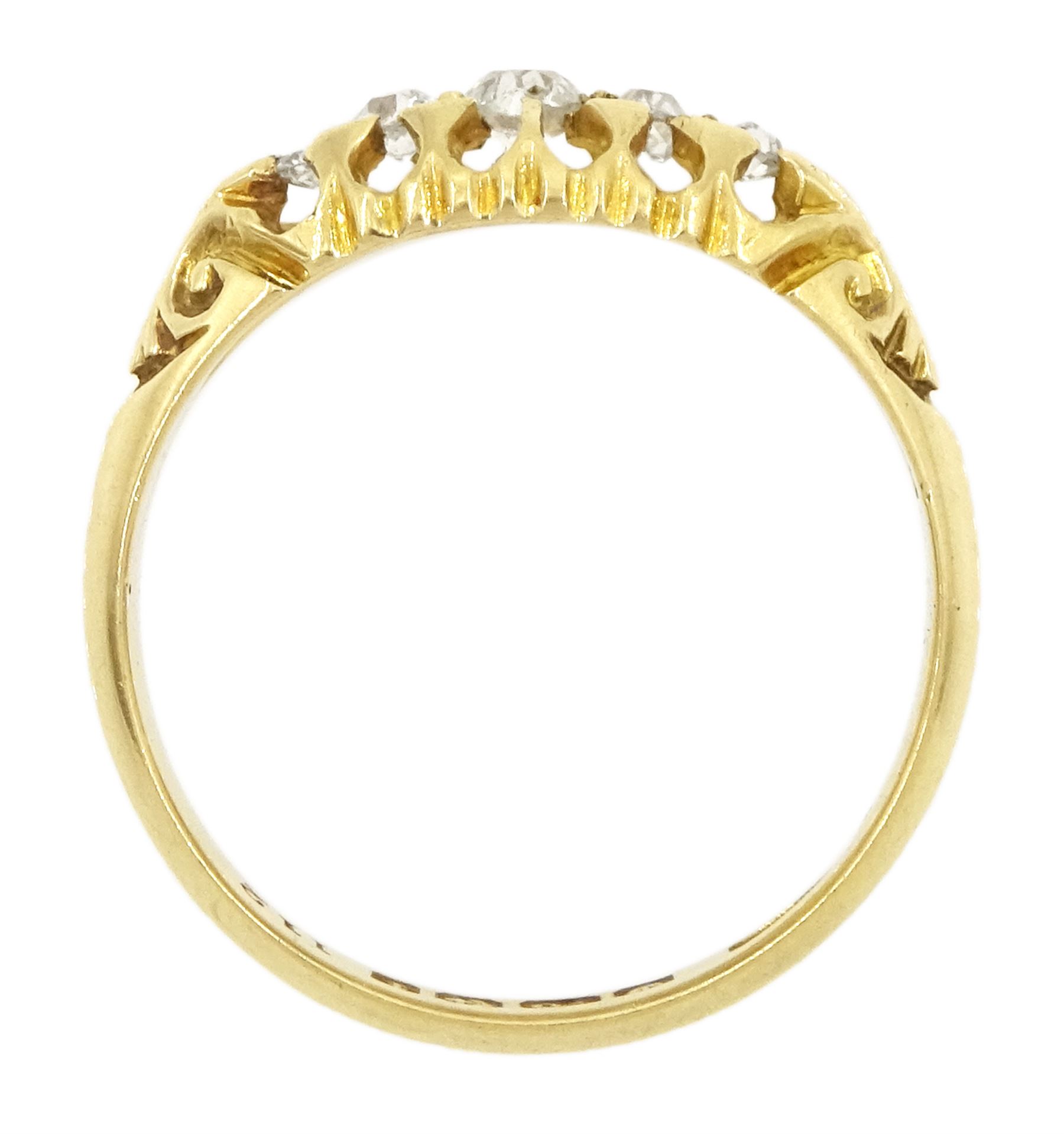 Edwardian 18ct gold five stone diamond ring, Birmingham 1905, total diamond weight approx 0.20 carat