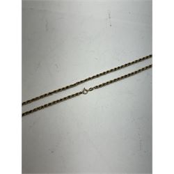 9ct gold rope twist chain necklace, hallmarked 