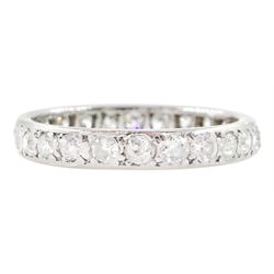 Early 20th century platinum channel set old cut diamond full eternity ring, total diamond weight approx 1.45 carat