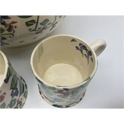 Emma Bridgewater ceramics in Sweet Pea pattern, comprising three cups and a large bowl,  bowl D31cm