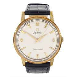 Omega Seamaster gentleman's 9ct gold automatic wristwatch, Ref. 165/6-5003, Cal. 552, serial No. 24735020, silvered dial with Arabic and baton hour markers, Birmingham 1966, on black leather strap