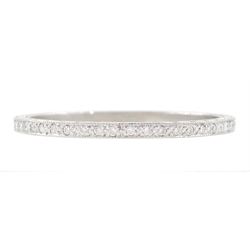 Platinum diamond full eternity ring, the sides with engraved decoration