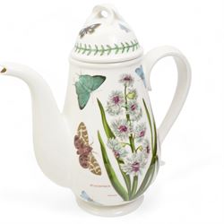 Portmeirion Botanic Garden tea, dinner and table wares to include a teapot, coffee pot, eleven mugs, rolling pin, wall clock, ten breakfast bowls, five dinner plates etc (qty)