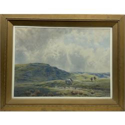 Henry Raphael Oddy (British 1852-1907): Cattle Grazing in the Uplands, watercolour signed and dated '92, 47cm x 65cm