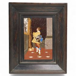 Italian School (Early 20th century): Portrait of a Cavalier Observing a Painting, inlaid m...