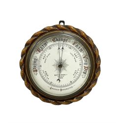 Mappin & Webb - early 20th century aneroid barometer with an 8” porcelain dial  and 11” ro...